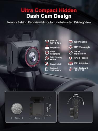 AKEEYO P1 Mini Dash Cam – Super Compact Front Dash Camera for Cars, 1080P Full HD, Easy App Control, Clear Night Vision, Loop Recording & 24H Parking Mode, G-Sensor, No Card Included - Thumbnail 2