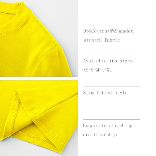 Abardsion Cotton Basic Tees for Women Spring Outfits Tops 2026 Short Sleeve Crewneck Slim Fit T Shirts (Butter Yellow, L) - Thumbnail 6