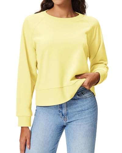 Stelle Cropped Sweatshirts for Women Long Sleeve Shirts Soft Lightweight Crewneck Tops Fashion 2025 Teen Girls Clothes Pina Colada X-Small - Image 1