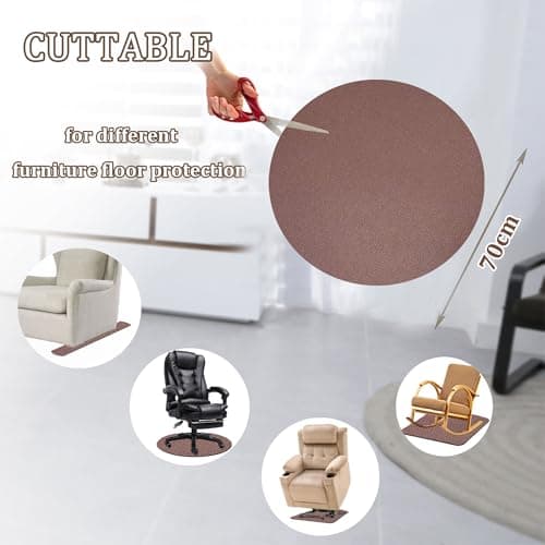 Recliner Pads for Hardwood Floors, Under Chair Mat Floor Protector, Keep Furniture from Sliding, Rubber Mats for Rocking Chair, Floor Furniture Pads 27.5in - Thumbnail 4