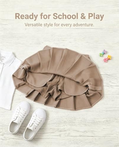 Girls Pleated Skirts Kids Khaki Athletic Skort School Girl Uniform Skorts - Thumbnail 5