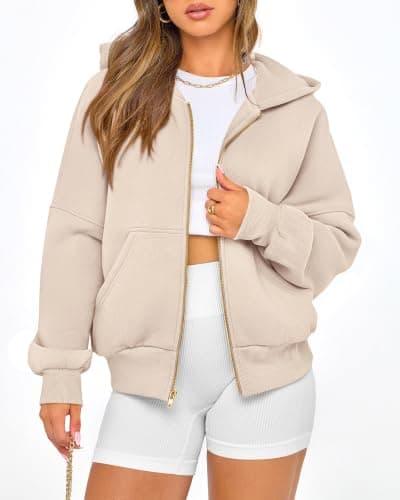 BTFBM Hoodies For Women Sweatshirt Fall Fashion Clothing 2026 Long Sleeve Fleece Jacket Winter Outfits Y2k Zip Up Hoodie(Apricot, X-Large) - Thumbnail 2