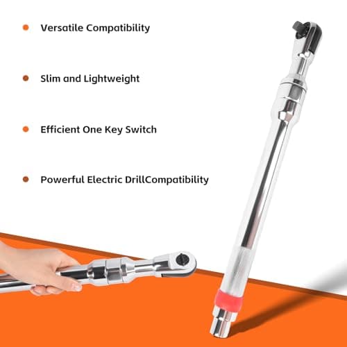 Pneubolt Offset Extension Wrench 1/2" Set, with Electric Ratchet Wrench & Drill Adapter, One Key Switch for Tightening & Loosening, Includes Storage Case for Automobile Repair & Furniture Assembly - Thumbnail 5
