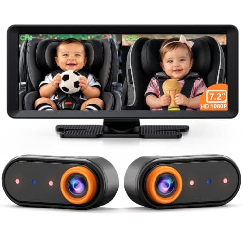 LUCKVIEW BM5PRO 7.2" 1080P HD Baby Car Camera for 2 Kids, Split Screen with IR Night Vision, Easy to Install & Adjust Brightness, Dual Car Camera Baby Monitor for Rear Seat Safety - Image 1