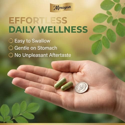 MPRAYAN Moringa Capsules 800mg Pure Moringa Oleifera Leaf Powder Antioxidant Nutritional Supplement for Natural Energy & Immune Support Vegan, Non-GMO Superfood 60 Capsules - Thumbnail 5