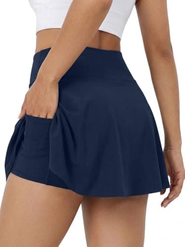 DLOODA Golf Skorts for Women with Pockets Inner Shorts Tennis Skirt High Waisted Athletic Skorts Workout Pickleball,Navy Blue,Small - Image 1