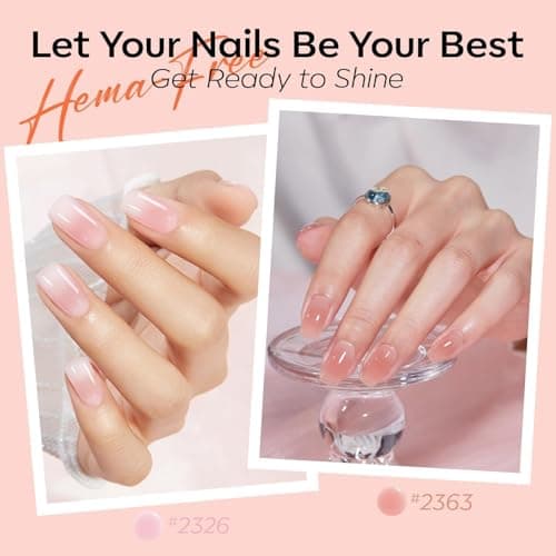 modelones Jelly Gel Nail Polish 6 Colors Hema Free Transparent Jelly Milky Pink Sheer Pink Neutral Nude Gel Polish Nail Soak off Nail Polish French Nail Art Manicure DIY Home Salon Gift Women - Thumbnail 3