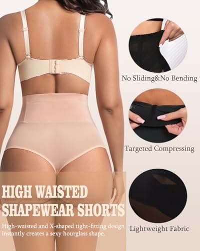 GROW LOOP 2 PCS Thong Tummy Control Shapewear Shorts for Women High Waisted Body Shaper Underwear Seamless Shapewear Panty Girdle - Thumbnail 3