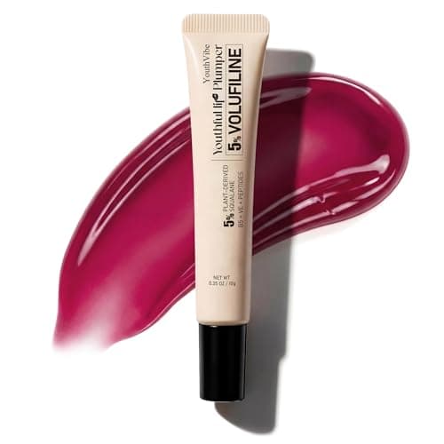YouthVibe 5% Volufiline Lip Serum & Gloss, Hydrating Lip Care with Shea Butter, Collagen, Peptide & PDRN - Fuller-Looking Lips Over Time, No Burning or Tingling, Non-Sticky Essence - Berry Blush - Image 1