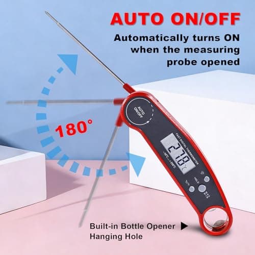 Instant Read Digital Meat Thermometer and Kitchen Timer Set with Backlight - Accurate Probe for Grilling, BBQ, Smoking, and Oven Cooking (Fahrenheit/Celsius Switch) - Thumbnail 4