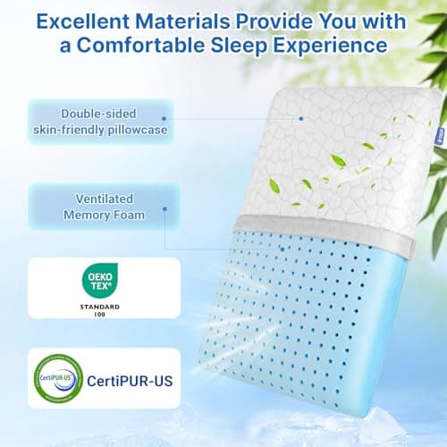 TranquilMoments Memory Foam Pillows, Bed Pillow, Bed Pillow for Side, Back and Stomach Sleepers, Neck Pillow for Sleeping with Removable and Machine Washable Cover, Queen Size (2 Pack) - Thumbnail 3