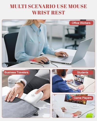 Astarexin Red Light Therapy Mouse Wrist Rest - 660nm+850nm Touch-Activated Near-Infrared Light for Hand, Ergonomic Design for Office/Gaming/Travel/Laptop - Thumbnail 5