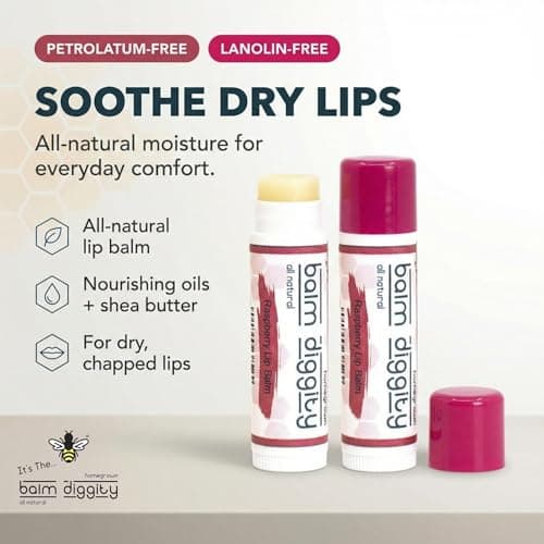 It’s The Balm Diggity Raspberry Lip Balm - Natural Scented Moisturizing Stick for Lips - Hydrating Smoothing Daily Conditioning Care with Shea Butter, Coconut Oil & Beeswax - 2-Pack - Thumbnail 2