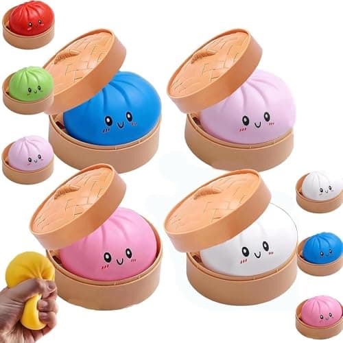 Mystery Dumpling Squishy, 4 Inch Jumbo Dumpling Stress Ball, Squishy Bun, Anxiety Relief Fidget, Soft Squeeze Decompression Dough for Adults Classroom Prizes & Party Favors