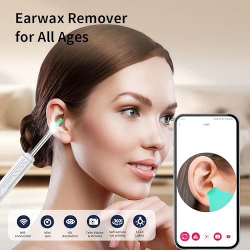 Ear Wax Removal Tool Camera — 1080P HD Ear Cleaner with Light, Earwax Removal Kit for Ear Cleaning, Safe Ear Camera for Adults Kids Pets Ear Camera for iOS & Android - Thumbnail 2