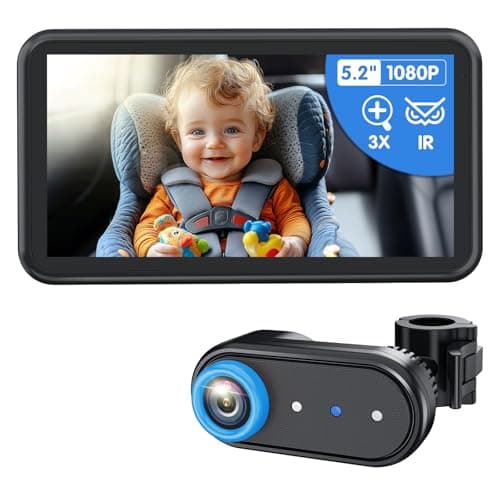 LUCKVIEW BM2A Baby Car Camera – 3X Zoom to See Baby Clearly, 5.2" 1080P Display & Auto IR Night Vision, Rear-Facing View Monitor, Easy Install for Parents & Pet Owners - Image 1