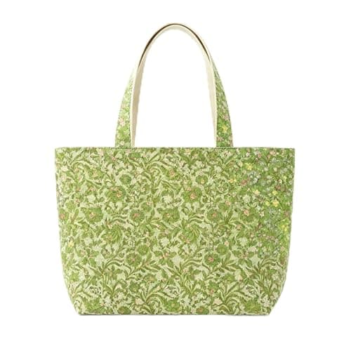 J.Corrine Pastel Meadow Ditsy Wildflower Tote Bag - Large Aesthetic Canvas Handbag with Zipper, Inner Pocket & Key Hook - Reusable Bag for Shopping & Hikes - Image 1