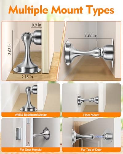 Door Stoppers Magnetic Door Catch, 2 Pack Stainless Steel Magnetic Door Stop, Double-Sided Adhesive Tape, No Drilling, Screws for Stronger Mount, Holder Your Door Open for Wide Doors - Thumbnail 4
