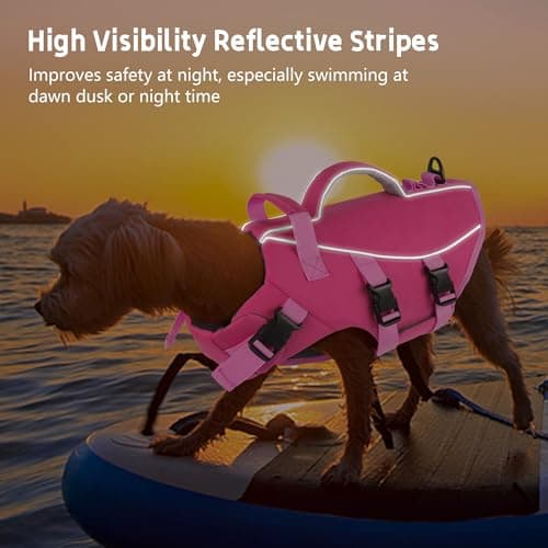 Dogcheer Dog Life Jacket with Double Rescue Handle, Reflective Dog Life Vest for Swimming Boating, Adjustable Pet Swim Vest Dog Flotation Device DFD for Small Medium Large Dogs - Pink XL - Thumbnail 6