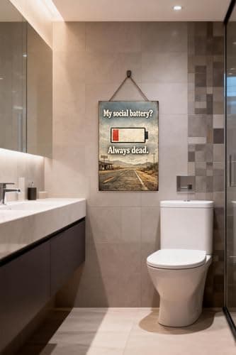 My Social Battery Always Dead Tin Sign Funny Introvert Humor Vintage Metal Wall Decor Low Energy Quote Rustic Plaque Office Bedroom Living Space Home Bar Gift 8x12 Inch - Thumbnail 4