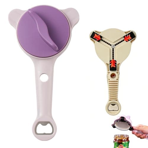 2026 New 4-in-1 Jar Opener for Seniors with Weak Hands, Manual Can Opener & Adjustable Lid Opener for Arthritis, Heavy Duty Bottle Opener, Cute Bear Design(1Purple) - Image 1