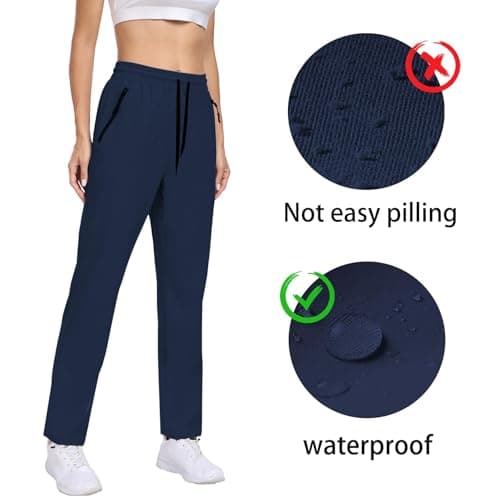 Hiking Pants Women Waterproof Quick Dry Sweatpants Zipper Pockets Elastic Waist Drawstring Lightweight UPF 50+ Cargo Work Travel Outdoor Casual Dark Blue XL - Thumbnail 6
