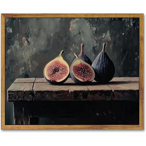 AtterrirArt Framed Vintage Kitchen Wall Art, 12 * 16inch, Still Life Figs Print, Rustic Farmhouse Wall Decor, Moody Fruit Canvas Wall Art For Bedroom, Dining Room, Ready to Hang