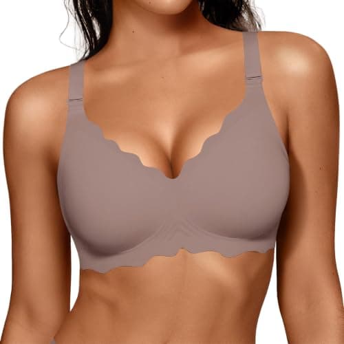 OEAK Women Value Series Jelly Bras Wireless Pushup Convertible Bra Grey,L