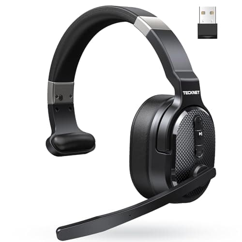 TECKNET Trucker Bluetooth Headset, Stable V5.2 & USB Dongle Connection, 70h Wireless Bluetooth Headsets with Mic and Mute, ENC Noise Canceling, Headset for Truck Drivers, Cell Phone, PC Comfort Office - Image 1