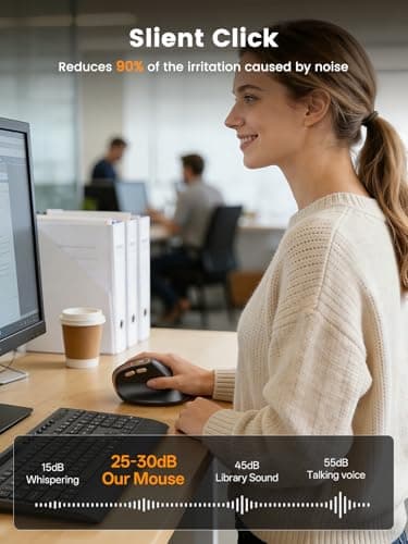 SABLUTE MAM3 Ergonomic Mouse, Bluetooth Mouse for Small/Medium Hands,Dual-Device Connectivity for Computer/Laptop, Rechargeable Wireless Vertical Mouse with 4 Adjustable DPI for Window,Mac OS,Black - Thumbnail 3