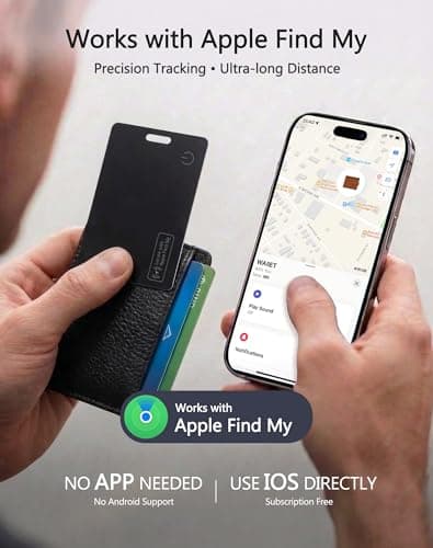 Ultra-Thin Wallet Tracker Card 0.07in 1 Pack Apple MFi Certified - Credit Card Size Tracker Tag Works with Apple Find My IP68 Waterproof Rechargeable Item Locator for Keys, Bags, Passport (iOS Only) - Thumbnail 2