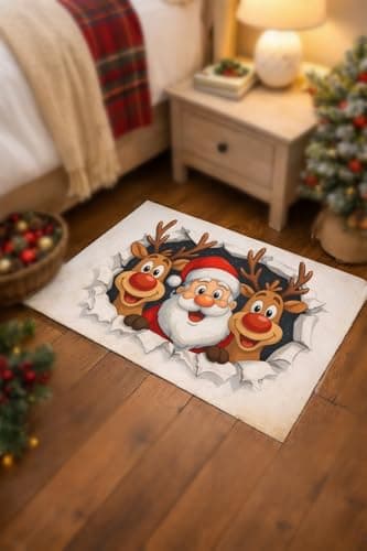 Carastora Santa Claus and Reindeer Holiday Doormat, Anti-Fatigue mat, Durable, Non-Slip Design, Suitable for Indoor and Outdoor use, Home Decoration, Housewarming Gift, Size: 20 x 31 inches - Thumbnail 6