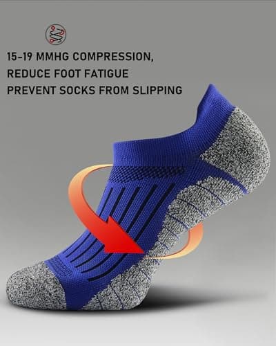 SITOISBE Men's No Show Compression Athletic Socks, Cushioned for Running Hiking, Medium, Royal Blue-4 Pairs - Thumbnail 4