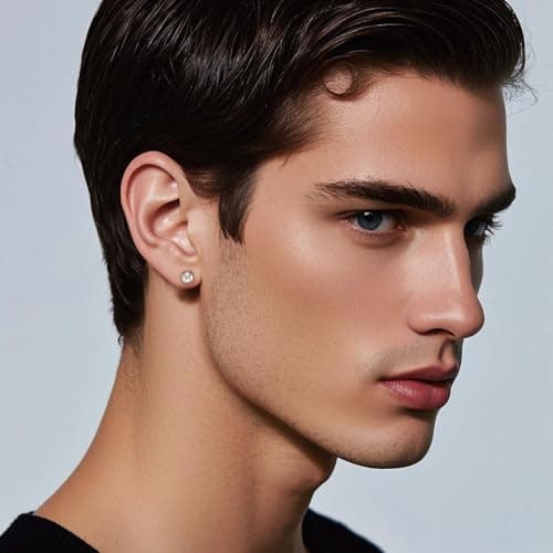 Ve Celestelle Moissanite Stud Earrings, 925 Sterling Silver, 18K White Gold Plated, Round Cut (2 Carat-(1ct*2)-6.5mm) - Thumbnail 2