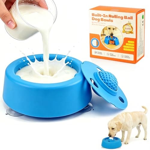 Dog Lick Bowl, Food‑Grade Licking Bowl for Bone Broth & Yogurt, Interactive Slow Eating Toy for Anxiety Relief Boredom, Anti Slip Base Slow Feeder Dog Lick Bowls Rolling Ball