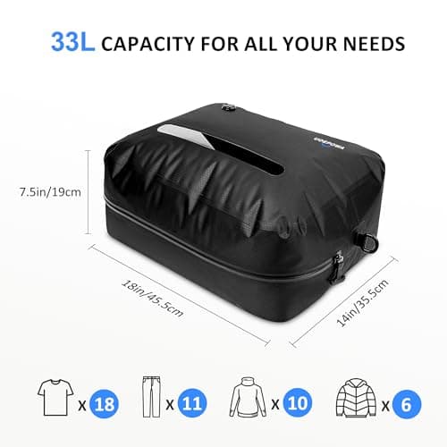 Travel Vacuum Bags with Pump, 33L Vacuum Seal Bags for Clothing, IPX8 Waterproof Vacuum Storage Bags with Handle for Luggage, Backpack, Suitcase, Home & Outdoor 2pack (Black) - Thumbnail 5