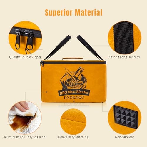 DXOKNQG BBQ Insulated Food Bag - 5-Layer Thermal Cooler/Warmer for Grilling, Picnics | Collapsible, Waterproof, Large Capacity (Fits Roasts, Burgers & More) (Yellow) - Thumbnail 4