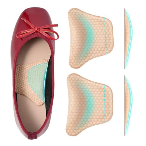 Plantar Fasciitis Relief Arch Support Insert Soft Gel Arch Pad Adhesive Orthotic Shoe Insole for Flat Feet & High Arch Support Cushions for Flats Sandals Trim to Fit - 2 Pairs - Image 1