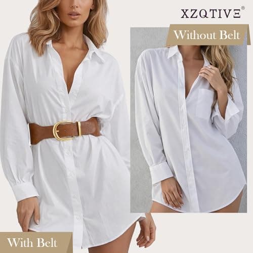 XZQTIVE Women Wide Elastic Waist Belt for Dresses Fashion Cinch Belts Stretchy Waistband with Gold Buckle, Brown(Fit Waist Size 38"-42") - Thumbnail 3