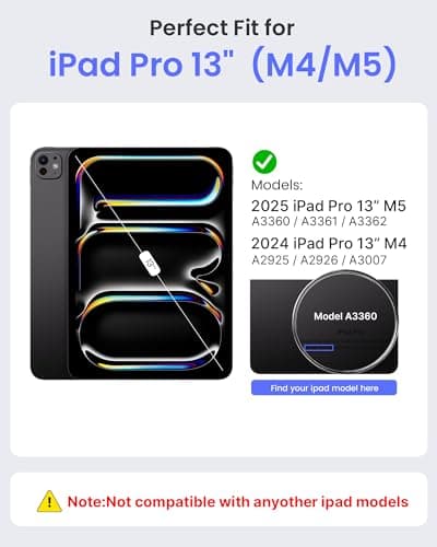 typecase Edge+ Keyboard Case for iPad Pro 13-inch (M5/M4) 2025/2024,Black Keyboard with Litchi Grain Protective Case,Portrait & Typing Modes,Built-in Trackpad,11-Color Backlight,Magnetic Stand - Thumbnail 2