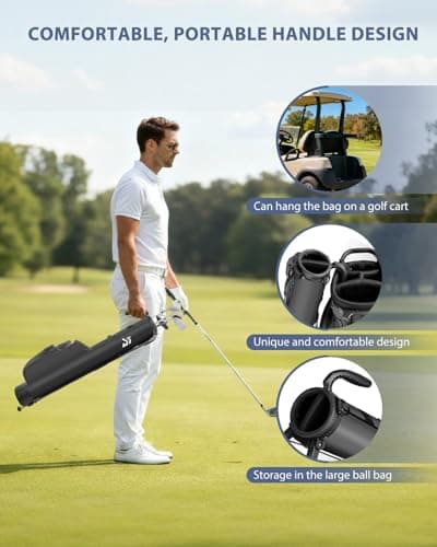 Lightweight Golf Stand Bag with Cooler Pocket, Small Sunday Golf Carry Bag for 6–8 Clubs, Compact and Portable for Men & Women, (Black) - Thumbnail 6