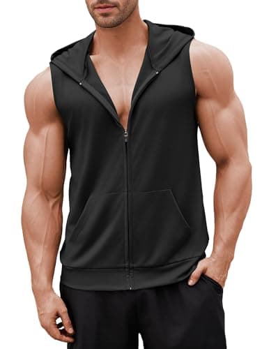COOFANDY Men Casual Tank Tops Muscle T Shirt Pack Sleeveless Gym Hoodies for Men Oversized Weight Lifting Tee Black X-Large - Image 1