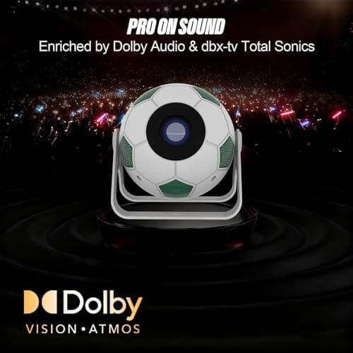 Portable Projector, 1080P Full HD and 400 Lumens, Android 15 Smart Projector with Auto Keystone Correction, 120° Adjustable, RinTinTin Football Design for Bedroom, Outdoor Camping, Home Theater - Thumbnail 4