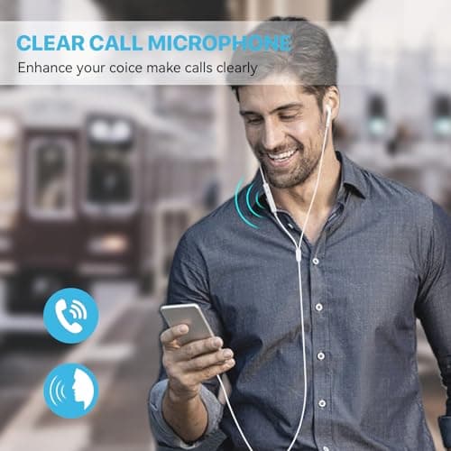 for Apple Earbuds Wired [Clear Call & No Noise], [MFi Certified] 3.5mm Headphones with Microphone Volume Control HiFi Stereo Ear Buds for iPhone/iPad/Kindle/Weather Radio/Airplane [2 Pack] - Thumbnail 4