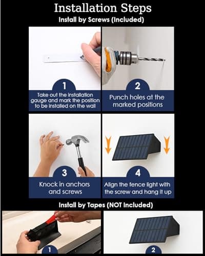 Solar Fence Lights with 4 Bulbs, 6 Pack WarmWhite Fence Lights Solar Powered, IP54 Waterproof Solar Wall Lights for Up&Down, Dusk to Dawn 12 Hours Auto Illuminate for Deck/Wall/Step/Patio/Yard/House - Thumbnail 6