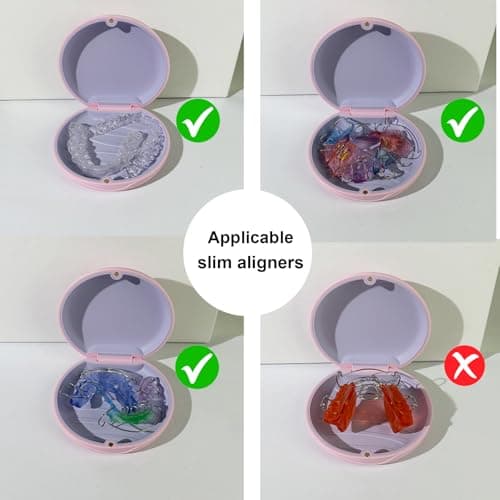 Maoerdental 2PCS Retainer Case Compatible with Invisalign,Cute Slim Aligner Case,Customized Magnetic Closure Orthodontic Retainer Cases (2 Pack Pink + Purple Silicone) - Thumbnail 6