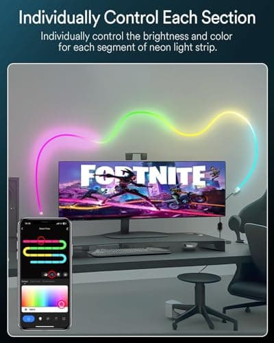 Smart Neon Rope Light, Waterproof Color Changing Flexible Silicone Led Strip Lights Compatible with Alexa Google Assistant - Thumbnail 2