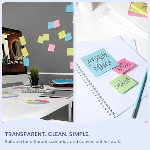 Lumspax 3x3 Inches Sticky Notes Variety Pack, 18 Pads Self Stick Notes, 50 Sheets/Pad, Included 8 Blank Pads, 6 Lined Pads and 4 Transparent Sticky Notes, 900 Total Sheets - Thumbnail 6