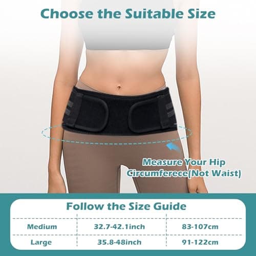Powerful SI Joint Belt for Women and Men,Adjustable Sacroiliac Belt for Relief Sciatic,Pelvic,Lower Back,Leg and Sacral Nerve Pain,Strong Hip Brace for Trochanteric Bursitis,Sacrum Pain(Medium) - Thumbnail 3