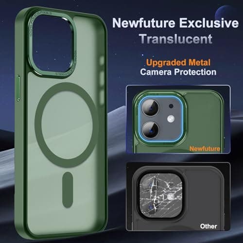 Newfuture Designed for iPhone 11 Case with Strong Magnetic [13 FT Military Drop Protection] [Compatible with Magsafe] Slim Translucent Matte Shockproof with Anti-Fingerprint Phone Case, Dark Green - Thumbnail 4